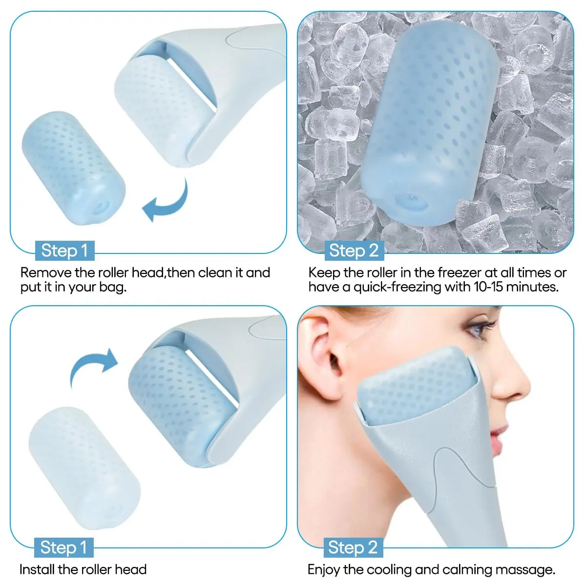 Ice Roller for Face & Eyes – Cooling Facial Massager to Reduce Puffiness & Refresh Skin IcePure Skincare